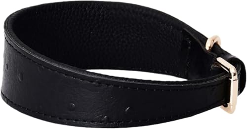 Hundehalsband aus echtem Leder, strapazierfähiges Haustierhalsband mit einzigartigem Design, bequem for kleine, mittelgroße und große Hunde(Black,L) von OAOAO