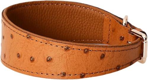 Hundehalsband aus echtem Leder, strapazierfähiges Haustierhalsband mit einzigartigem Design, bequem for kleine, mittelgroße und große Hunde(Brown,L) von OAOAO