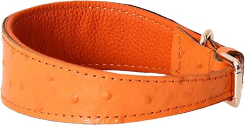 Hundehalsband aus echtem Leder, strapazierfähiges Haustierhalsband mit einzigartigem Design, bequem for kleine, mittelgroße und große Hunde(Orange,L) von OAOAO