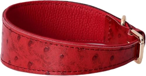 Hundehalsband aus echtem Leder, strapazierfähiges Haustierhalsband mit einzigartigem Design, bequem for kleine, mittelgroße und große Hunde(Red,S) von OAOAO