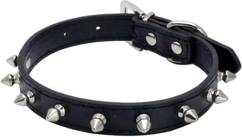 Hundehalsband mit Spikes und Nieten, verstellbares Haustierhalsband mit Nieten, schickes, dünnes Design for kleine, mittelgroße und große Hunde und Katzen(Black,S) von OAOAO