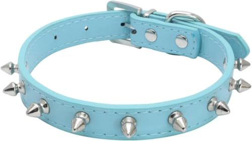 Hundehalsband mit Spikes und Nieten, verstellbares Haustierhalsband mit Nieten, schickes, dünnes Design for kleine, mittelgroße und große Hunde und Katzen(Blue,M) von OAOAO