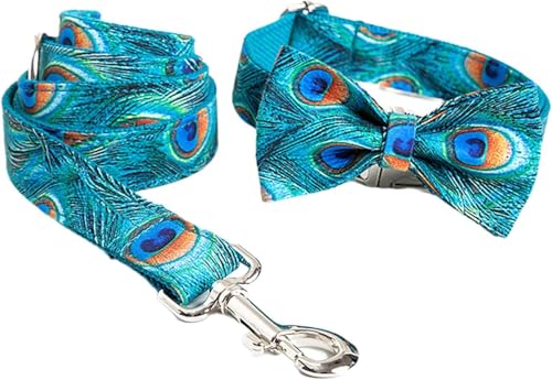 Hundehalsband und Leine Set mit Fliege, bequemes verstellbares Welpenhalsband for kleine, mittelgroße und große Hunde(XL) von OAOAO
