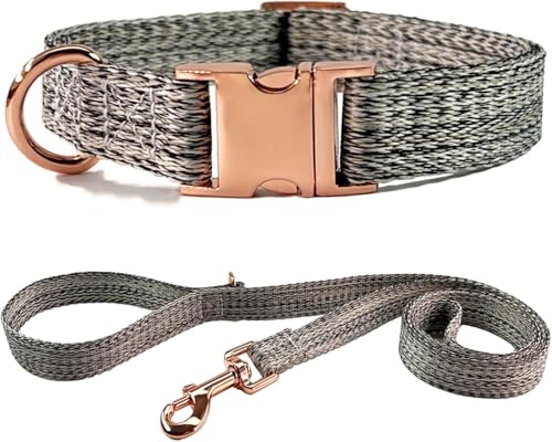 Hundehalsband- und Leinen-Set, 1,5 m langes, verstellbares Basishalsband mit robuster Metallschnalle, weiches, langlebiges Design for kleine, mittelgroße und große Hunde(Gray,M) von OAOAO