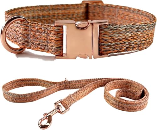 Hundehalsband- und Leinen-Set, 1,5 m langes, verstellbares Basishalsband mit robuster Metallschnalle, weiches, langlebiges Design for kleine, mittelgroße und große Hunde(Orange,L) von OAOAO