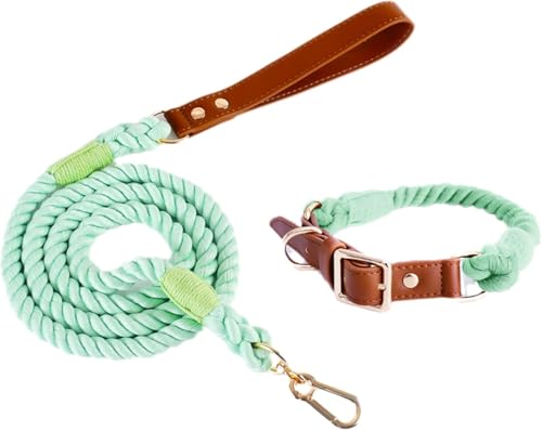 Komfortables Hundehalsband-Set, handgemachtes geflochtenes Leder, superweiches personalisiertes Halsband und Leine mit Metallschnalle for kleine mittelgroße große Hunde, Geschenk for Tierliebhaber(Gre Komfortables Hundehalsband-Set, handgemachtes geflochtenes Leder, superweiches personalisiertes Halsband und Leine mit Metallschnalle for kleine mittelgroße große Hunde, Geschenk for Tierliebhaber(Gre von OAOAO