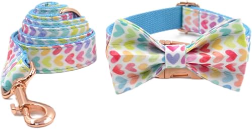 Komfortables verstellbares Hundehalsband, personalisiertes Welpenhalsband mit Fliege, for mittelgroße große Hunde, süßes Hundehalsband for Jungen und Mädchen, for Spazierengehen(Blue,XS) von OAOAO