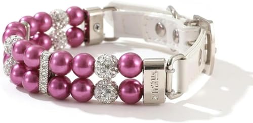 Luxuriöses Hundehalsband mit Perlen, handgefertigtes verstellbares Halsband aus PU-Leder mit Kristall-Strasssteinen, Elegantes Haustierhalsband for kleine Hunde und Katzen, perfekt for Hochzeiten und Luxuriöses Hundehalsband mit Perlen, handgefertigtes verstellbares Halsband aus PU-Leder mit Kristall-Strasssteinen, Elegantes Haustierhalsband for kleine Hunde und Katzen, perfekt for Hochzeiten und von OAOAO