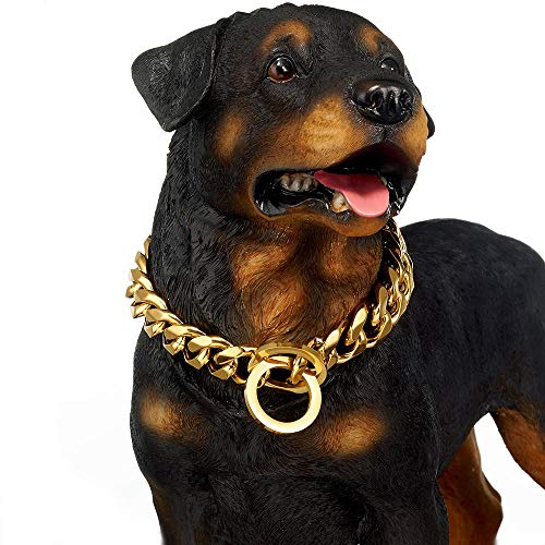 Robustes 19 mm Hundehalsband aus Edelstahl in Gold, große 16 Zoll Designer-Trainingskette, for Starke Hunde Robustes 19 mm Hundehalsband aus Edelstahl in Gold, große 16 Zoll Designer-Trainingskette, for Starke Hunde von OAOAO