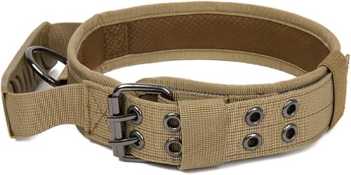 Robustes taktisches Militär-Hundehalsband mit Griff, bequemes breites Halsband, for mittelgroße und große Hunde(Brown,L) von OAOAO