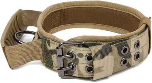 Robustes taktisches Militär-Hundehalsband mit Griff, bequemes breites Halsband, for mittelgroße und große Hunde(Camouflage,XL) von OAOAO