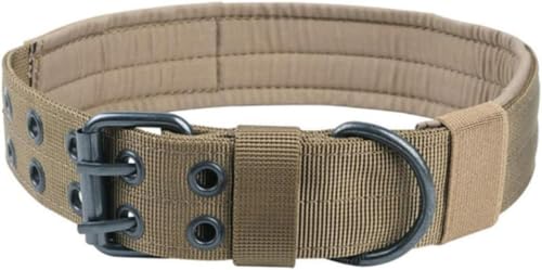 Taktisches Hundehalsband aus Nylon, strapazierfähiges Trainingshalsband for mittelgroße und große Hunde(Khaki,L) von OAOAO