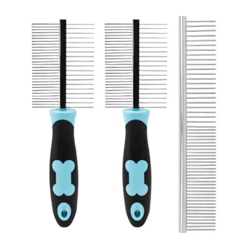OAOSDH 3 Stück Haustierkamm, Haustierkamm Aus Edelstahl, Haarentfernungskamm Für Haustiere, Haustierpflegekamm, Haustierpflegekamm von OAOSDH
