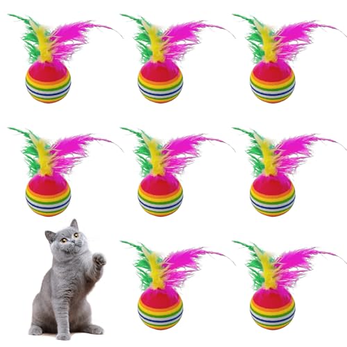 OAOSDH 8 Stücke Bunte Hühnerfederkugeln, Kreative Katze Elastische Bälle, Interaktive Trainingsrequisiten, Katze Innenspielzeug Und Haustierversorgungen. OAOSDH 8 Stücke Bunte Hühnerfederkugeln, Kreative Katze Elastische Bälle, Interaktive Trainingsrequisiten, Katze Innenspielzeug Und Haustierversorgungen. von OAOSDH