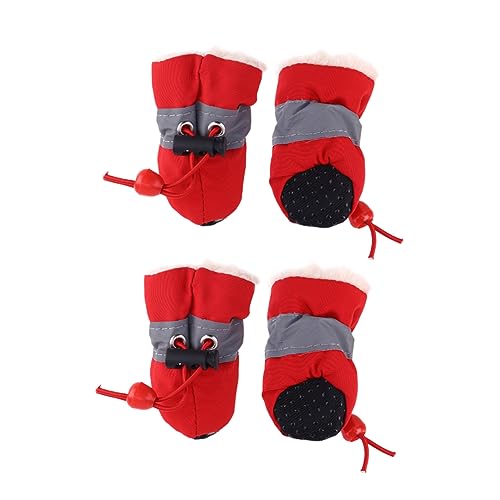 OATIPHO 1 Satz Schuhsohlenschutz Für Turnschuhe Outdoor-socken Booties Für Hundepfoten Mittel Warme Wintersocken Hundestiefel Zum Ziehen Von Pfoten Schneeschuhe Rot Golden Retriever von OATIPHO