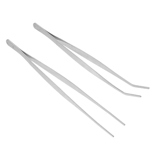 OATIPHO Set Mit 2 Geraden Und Gebogenen Abgewinkelten Pinzetten – 25 cm Lange Zangen Aus Edelstahl Zum Füttern Und Basteln Von Reptilien von OATIPHO
