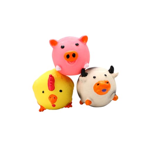 OATIPHO 3St Haustierspielzeug Spielzeug für Welpen Spielzeug für Haustiere Tierbälle Latexball für beissen Spielzeugball tierischer Ball Hühnerkuh von OATIPHO