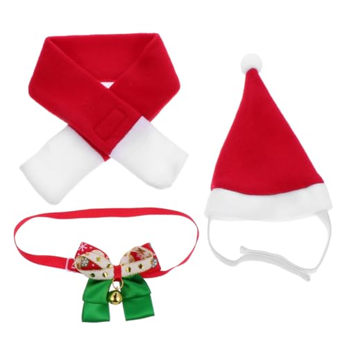 OATIPHO Weihnachtskostüm-Set Für Haustiere 3-teiliges Hundehalsband Mütze Schal Stilvolle Kleidung Für Ihr Haustier von OATIPHO