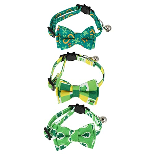 OATIPHO Festival Katzenhalsband Mit Schleife St. Patricks Day Haustier-Fliege Halsband 3er-Pack Glocke von OATIPHO