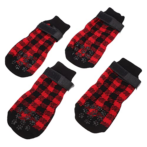 OATIPHO 4 Stück Haustier Socken Haustierzubehör Sockenschuhe Schuhe Für Hunde Warme Hundesocken Mit Weihnachtsmotiv rutschfeste Hundesocken Reine Baumwolle Baumwollsocken Kratzfest von OATIPHO