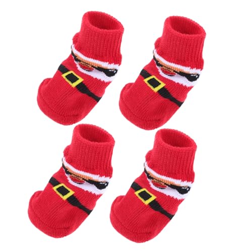 OATIPHO 4 Stück Haustier Socken Wintersocken Für Hunde Weihnachtsstrümpfe Hund Outdoor-hundesocken Hundebekleidung Für Den Innenbereich Welpensocken Hundekleidung Ältere Waschbar Polyester von OATIPHO