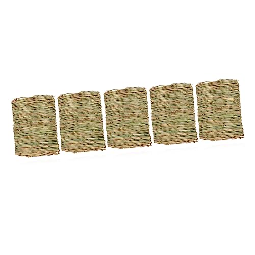 OATIPHO 5er-Pack Grasmatten Für Hasen Ruhematte Für Kleintiere Gewebte Haustierbettwäsche Graskaumatte Für Chinchillas Hamster Meerschweinchen von OATIPHO