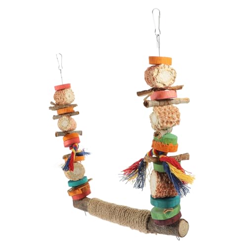 OATIPHO Black Phoenix Peony Parrot Naging Toy Swing Colorful Bite String Rope Stand Pole Vogel-Accessoire Vogelständerstange Käfigvogelständer Spielzeug Zum Schaukel Papagei Vögel Hölzern von OATIPHO