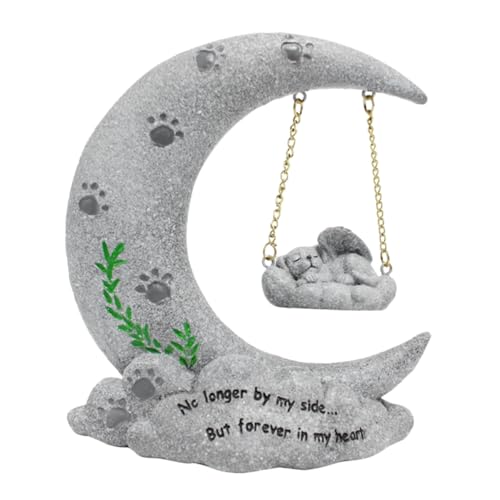OATIPHO Moon Shape Hundegedenkstein Resin Garten-Dekoration Ehrung Von Haustieren Wetterfest Und Langlebig Für Garten Und Innenbereich von OATIPHO