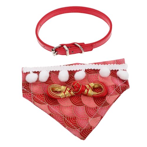 OATIPHO Katzenhalsband Dreieckshalsband Für Hunde Katzenbandana Halstuch Für Haustiere Chinesisches Haustierhalsband Katzen-Bandana-Krawatten Stoff Kätzchen Rot Halskette von OATIPHO