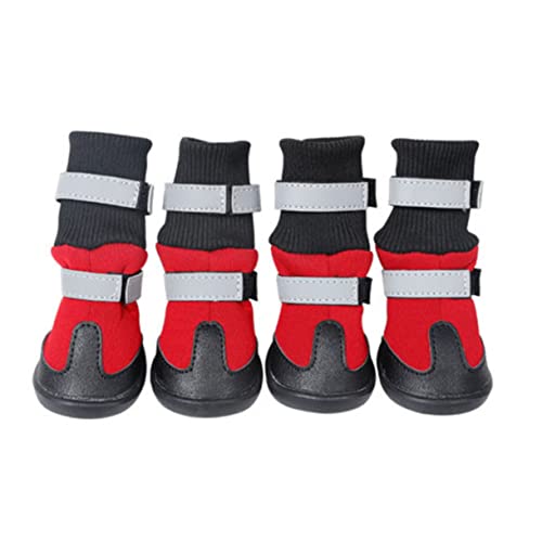 OATIPHO Hundeschuhe Hundestiefel Regenstiefel für Haustiere Wanderschuhe für Hunde Größe L Rot Bequeme Passform von OATIPHO