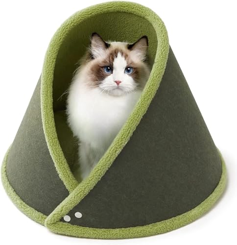 Katzenhaus Höhle,Katzenbett Für Indoor Katzen,Katzenhöhle Katzen Haus,Süßes Halbgeschlossenes Hundebett Mit Abdeckhöhle Und Plüschballspielzeug, Mit Abnehmbarem Kissen,Schlafbett Für Katzen von OATTIS