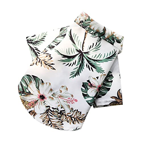 Haustier-Sommer-T-Shirts Hawaii-Stil Blumen-Hundehemd bedruckte Haustier-T-Shirts Atmungsaktive kühle Kleidung Strand-Küsten-Welpen-Hemd-Sweatshirt für kleine Welpen Hunde Pullover Warm (White, M) von OBiQuzz