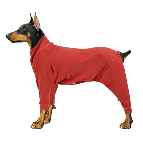 OBiQuzz Hundemantel für kaltes Wetter, Warmer Pyjama für Hunde, Einteiler, weicher Winter-Hundepullover, Jacke für mittelgroße und große Hunde Hundezubehör Nähen (Red, L) von OBiQuzz