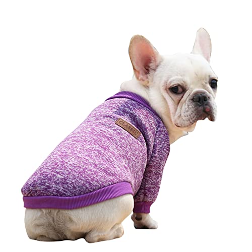 OBiQuzz Hundewesten-Westen-Klassische Kleidungs-Hunde-T-Shirt Sommer-Haustier-gestreifte Welpen-Haustierkleidung Hundepullover 50 cm (Purple, XS) von OBiQuzz