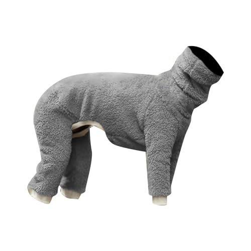 OBiQuzz Winter-Kapuzenpullover, Anti-Haarausfall, Outdoor-Hund, Warmer Rollkragenpullover, vierbeinige Hundejacke aus doppeltem Samt Hundeoverall Fleece (Grey, XL) von OBiQuzz