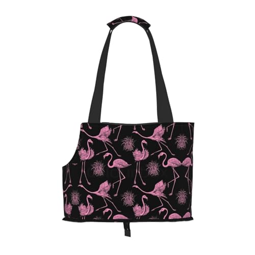 Abstrakte Flamingo Pet tragbare faltbare Umhängetasche, Hundetragetasche, geeignet für U-Bahn-Einkäufe usw. von OCELIO