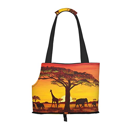 African Animal Sunset Pet Portable Foldable Shoulder Bag, Dog and Cat Carrying Bag, Suitable for Subway Shopping, Etc. von OCELIO