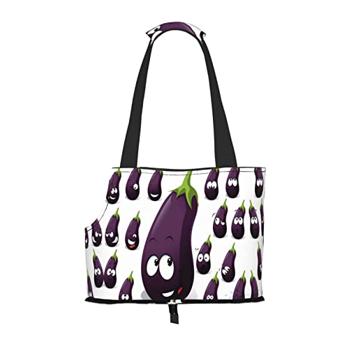 Cartoon Aubergine Pet Portable Foldable Shoulder Bag, Dog and Cat Carrying Bag, Suitable for Subway Shopping, Etc. von OCELIO