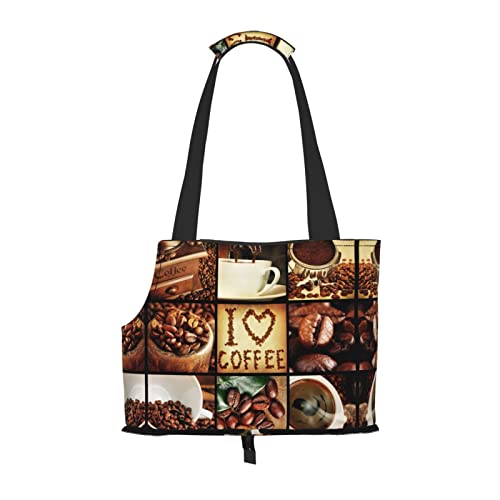Coffee Collage Pet Portable Foldable Shoulder Bag, Dog and Cat Carrying Bag, Suitable for Subway Shopping, Etc. von OCELIO
