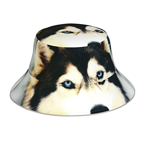 Eis- und Feuer-Gitarre reflektierender doppelseitiger Fischerhut doppelseitiger reflektierender Streifen Sonnenhut Bucket Hat, Sibirischer Hund, Einheitsgröße von OCELIO