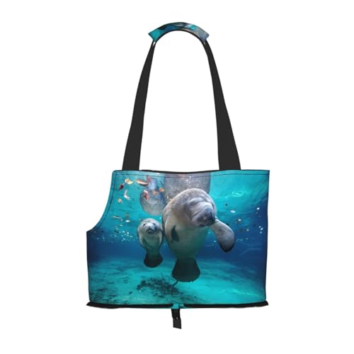 Ocean Animal Manatee Pet Portable Foldable Shoulder Bag, Dog and Cat Carrying Bag, Suitable for Subway Shopping, Etc. von OCELIO