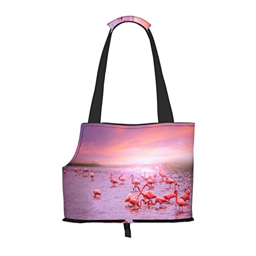 Pink Flamingos Pet Portable Foldable Shoulder Bag, Dog and Cat Carrying Bag, Suitable for Subway Shopping, Etc. von OCELIO