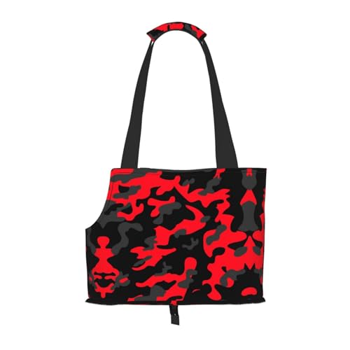 Red Camo Pet Portable Foldable Shoulder Bag, Dog and Cat Carrying Bag, Suitable for Subway Shopping, Etc. von OCELIO