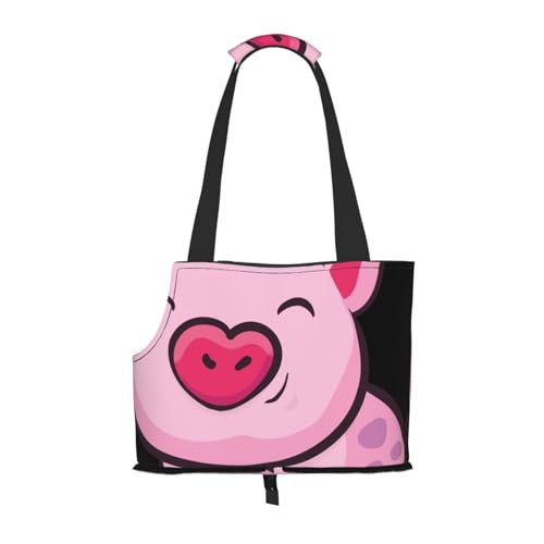 Smile Pink Pig Pet Portable Foldable Shoulder Bag, Dog and Cat Carrying Bag, Suitable for Subway Shopping, Etc. von OCELIO