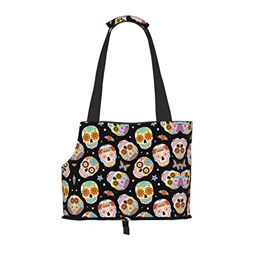 Sugar Skulls Butterfly Pet Portable Foldable Shoulder Bag, Dog and Cat Carrying Bag, Suitable for Subway Shopping, Etc. von OCELIO