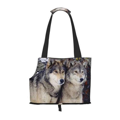 Two Wolves Pet Portable Foldable Shoulder Bag, Dog and Cat Carrying Bag, Suitable for Subway Shopping, Etc. von OCELIO