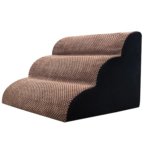 3-Stufen-Hundetreppe, Schwamm-Haustiertreppe, 3-stufige Haustiertreppe, rutschfeste Katzentreppe, Hundetreppe for Das Bett for Ältere Hunde Und Katzen (Color : Brown, S : 40 * 55 * 35cm) von OCKULT