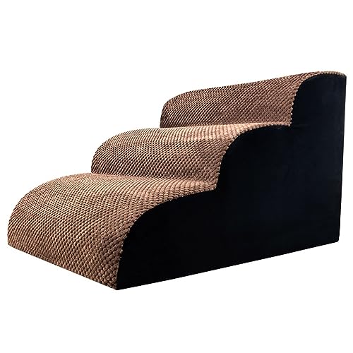 3-Stufen-Hundetreppe, Schwamm-Haustiertreppe, 3-stufige Haustiertreppe, rutschfeste Katzentreppe, Hundetreppe for Das Bett for Ältere Hunde Und Katzen (Color : Brown, S : 40 * 60 * 40cm) von OCKULT