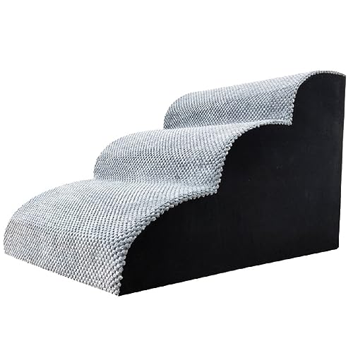 3-Stufen-Hundetreppe, Schwamm-Haustiertreppe, 3-stufige Haustiertreppe, rutschfeste Katzentreppe, Hundetreppe for Das Bett for Ältere Hunde Und Katzen (Color : Light Grey, S : 40 * 60 * 40cm) von OCKULT