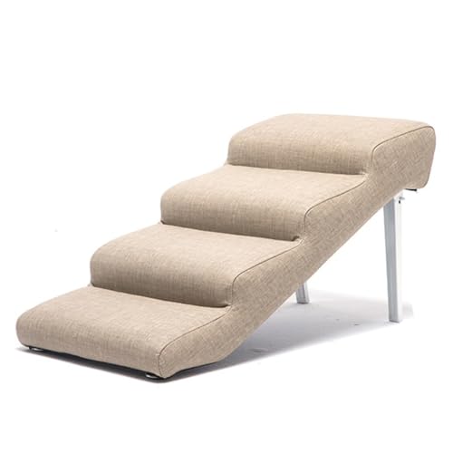 4 Stufen Haustiertreppe Katzentreppe Haustiertreppe for Katzen, Faltbare Hundetreppe for Betten und Couch, Hundetreppe for hohe Betten im Innenbereich (Color : Light Brown, S : 72 * 40 * 40cm) von OCKULT